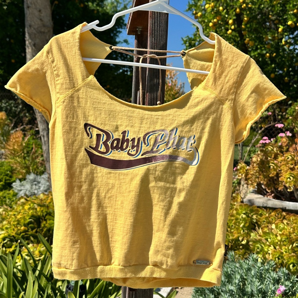 BABY PHAT Vintage Y2K Kimora Lee Simmons Yellow Top tie back sz XXL